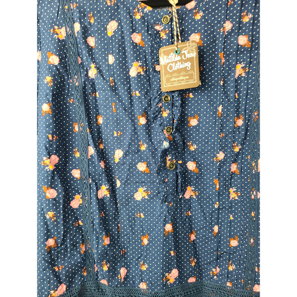Matilda Jane Daydream Dream a Little Dream Floral Polka Dot Top Women's L NWT - Picture 5 of 6